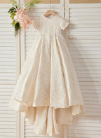 NumberSea - A - line Lace Sweep Train Ivory Dress (010146744)