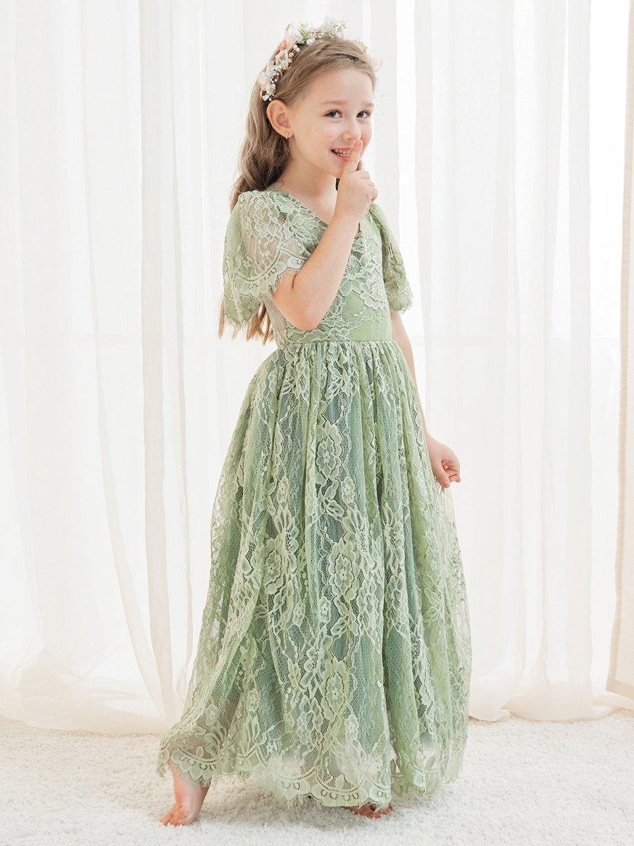 NumberSea - A - line Lace Tulle Ankle - length Green Dress (2003227593)