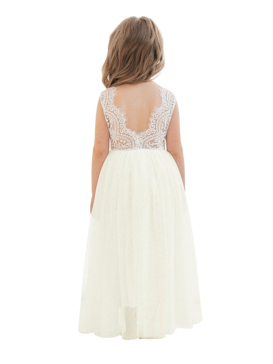 NumberSea - A - line Lace Tulle Ankle - length White Dress (2003227597)