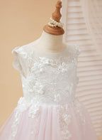 NumberSea - A - line Lace Tulle Floor - length Flower Girl Dress