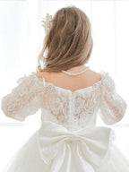 NumberSea - A - line Lace Tulle Floor - length Ivory Dress (2003227154)
