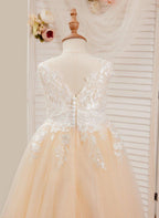 NumberSea - A - line Lace Tulle Floor - length Pink Dress (010226589)