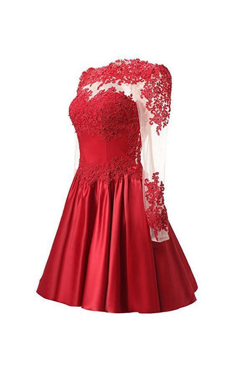 A Line Long Sleeves With Applique Homecoming Dresses