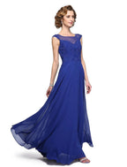 NumberSea - A - Line Mother of the Bride Dress Elegant Jewel Neck Ankle Length Chiffon Lace Sleeveless with Appliques