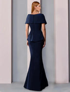 NumberSea - A - Line Mother of the Bride Dress Formal Wedding Guest Elegant Square Neck Floor Length Stretch Fabric Short Sleeve with Ruffles Solid Color