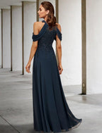 NumberSea - A - Line Mother of the Bride Dress Plus Size Elegant Halter Floor Length Lace Tulle Sequined Sleeveless with Sequin Appliques