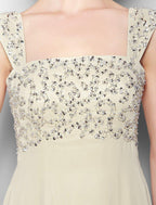 NumberSea - A - Line Mother of the Bride Dress Sparkle & Shine Straps Floor Length Chiffon Sleeveless No with Beading
