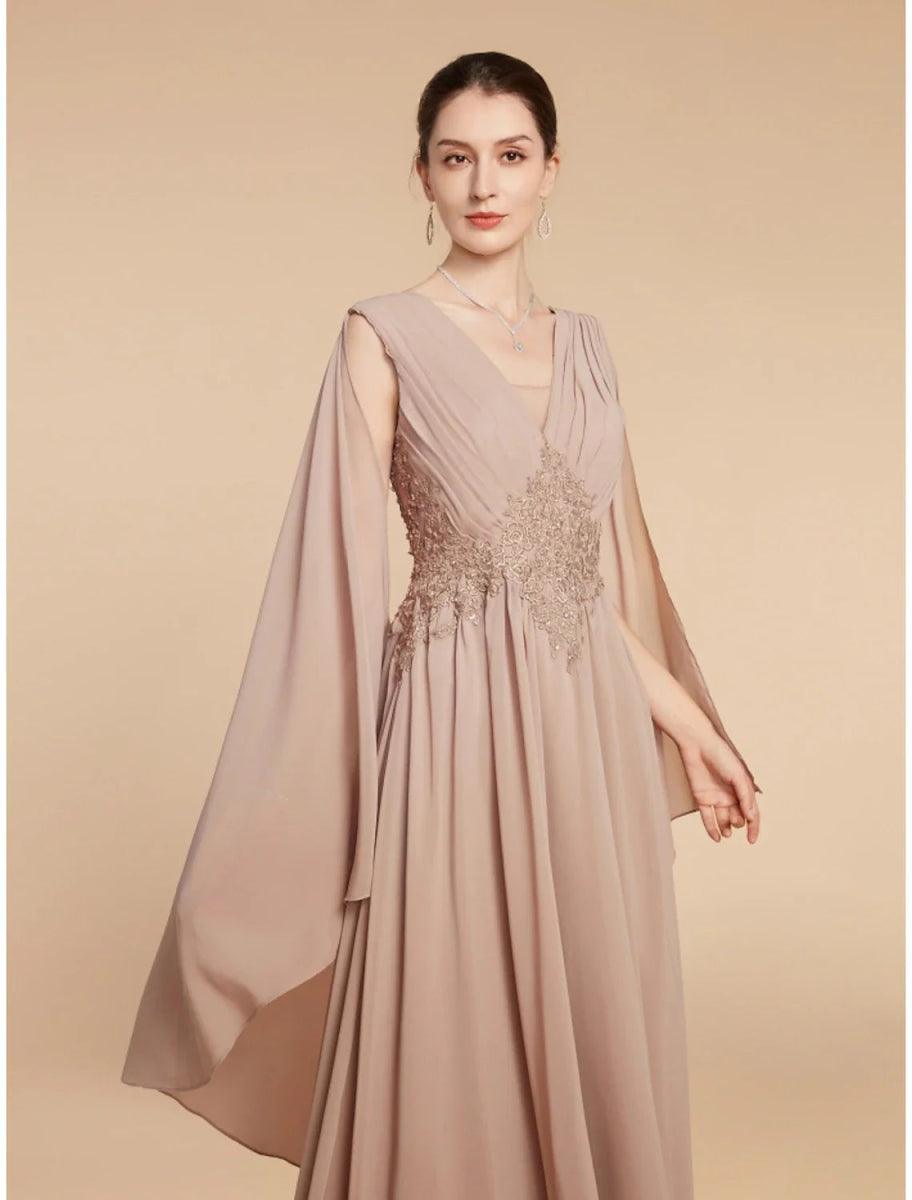 NumberSea-A-Line Mother of the Bride Dress Wedding Guest Elegant V Neck Ankle Length Chiffon Lace Sleeveless with Ruching Solid Color US 24W / UK 28 / NumberSea-A-Line Mother of the Bride Dress Wedding Guest Elegant V Neck Ankle Length Chiffon Lace Sleeveless with Ruching Solid Color US 24W / UK 28 /