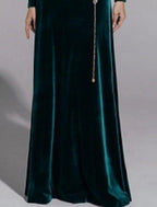 NumberSea - A - Line Mother of the Bride Dress Wedding Guest Simple Elegant Jewel Neck Floor Length Velvet Long Sleeve No with Sash / Ribbon Solid Color