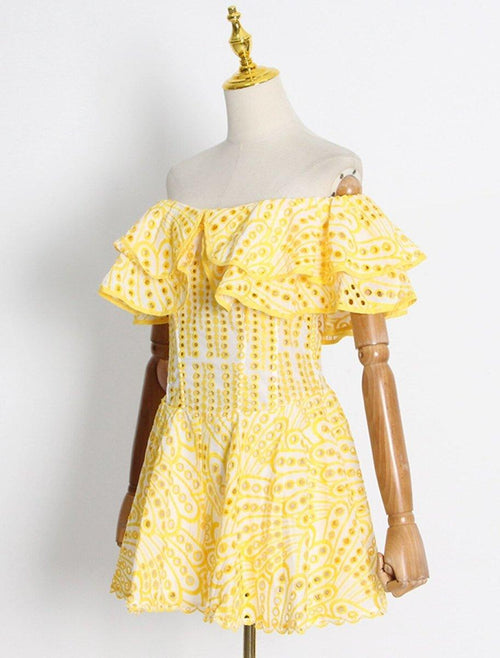 NumberSea - A - Line Party Dresses Floral Dress Holiday Short / Mini Short Sleeve Off Shoulder Polyester with Embroidery