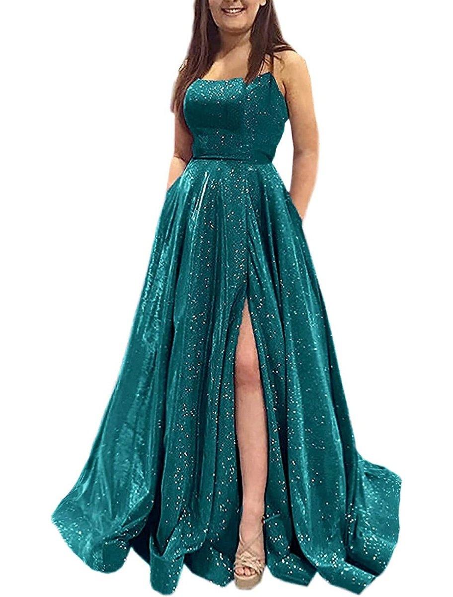 NumberSea-A-Line Prom Dresses Sparkle & Shine Dress Formal Prom Floor Length Sleeveless Strapless Pocket Stretch Satin Backless with Slit Pocket NumberSea-A-Line Prom Dresses Sparkle & Shine Dress Formal Prom Floor Length Sleeveless Strapless Pocket Stretch Satin Backless with Slit Pocket