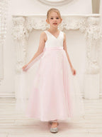 NumberSea - A - line Satin Tulle Ankle - length Pink Dress (2003227111)