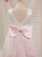 NumberSea - A - line Satin Tulle Ankle - length Pink Dress (2003227111)