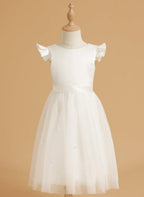 NumberSea - A - line Satin Tulle Knee - length Dusty Rose Dress (2003227179)