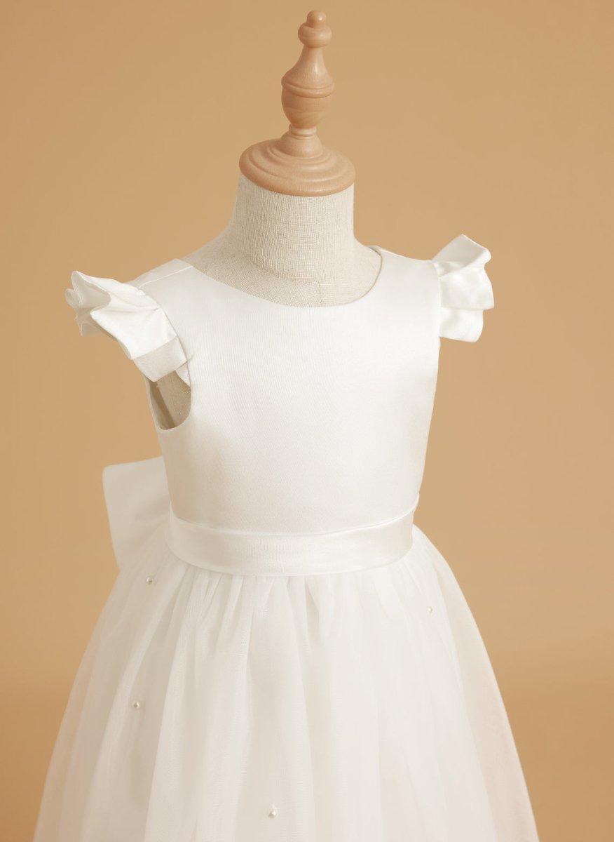 NumberSea - A - line Satin Tulle Knee - length Dusty Rose Dress (2003227179)