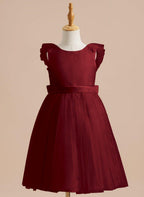 NumberSea - A - line Satin Tulle Knee - length Flower Girl Dress