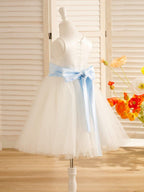 NumberSea - A - Line Satin Tulle Knee - length Flower Girl Dress