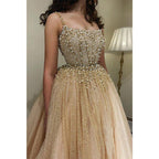 NumberSea - A - line Scoop Luxury Beads Long Formal Evening Dress with Detachable Skirt