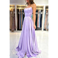 NumberSea - A Line Scoop Side Slit Long Prom Dresses with Pockets