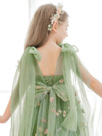 NumberSea - A - Line Sleeveless Floral Embroidered Tulle Toddler Flower Girl Dress