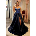 NumberSea - A - line Spaghetti Straps Lace Appliques Sparkly Prom Dress Long