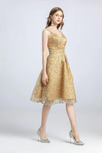NumberSea - A - Line Spaghetti Straps Open Back Lace Homecoming Dress