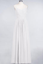A-Linie Spaghettiträger Herzausschnitt Ärmellos Brautjungfernkleid Rüschen Chiffon Abend Maxikleid