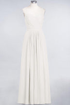 A-Linie Spaghettiträger Herzausschnitt Ärmellos Brautjungfernkleid Rüschen Chiffon Abend Maxikleid