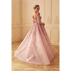 NumberSea - A - Line Square Neck Beaded Long Sleeves Tulle Prom Evening Formal Dress