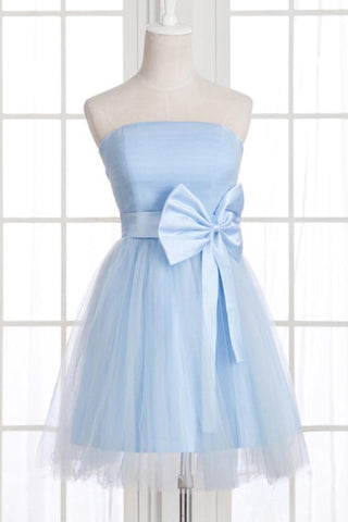 A-Line Strapless Bowknot Short Prom Dresses Homecoming Dress
