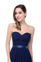A-line Strapless Chiffon Bridesmaid Dress with Draped