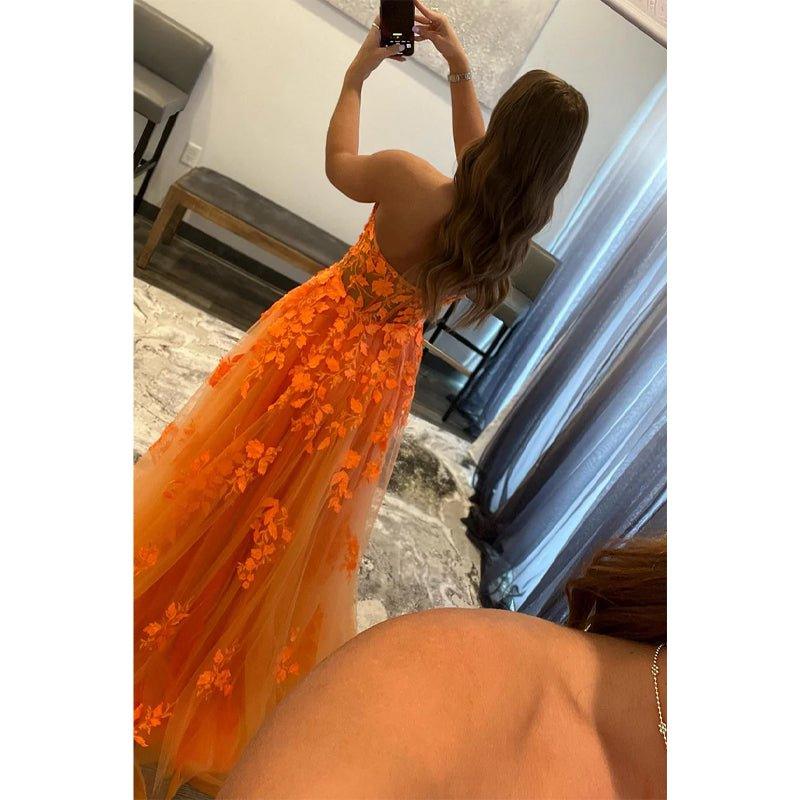 NumberSea - A - line Strapless Lace Appliques Senior Prom Dress