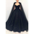 NumberSea - A Line Sweetheart 3d Appliques Black Long Prom Ball Gown