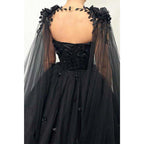 NumberSea - A Line Sweetheart 3d Appliques Black Long Prom Ball Gown