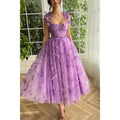 NumberSea - A Line Sweetheart 3d Lace Purple Vintage Prom Dress with Pockets
