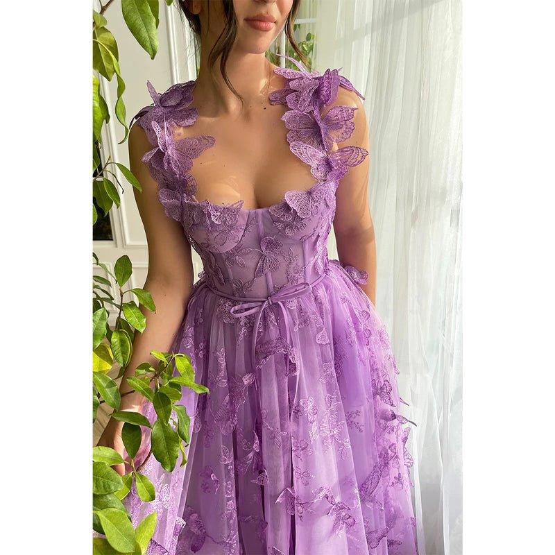 NumberSea-A Line Sweetheart 3d Lace Purple Vintage Prom Dress with Pockets