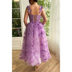 NumberSea - A Line Sweetheart 3d Lace Purple Vintage Prom Dress with Pockets