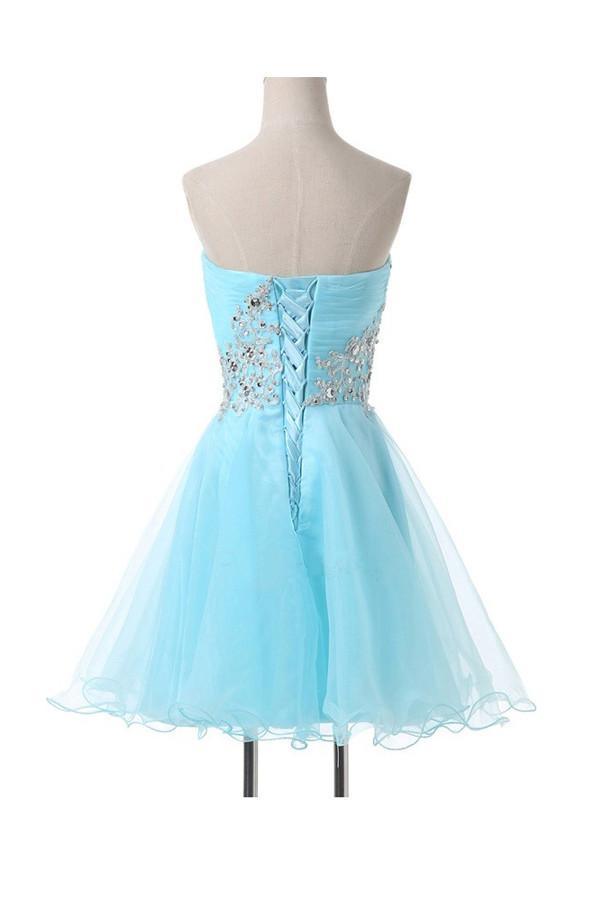 A-Line Sweetheart Appliques Beading Lace-Up Homecoming Dress