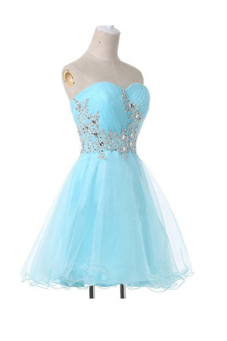 A-Line Sweetheart Appliques Beading Lace-Up Homecoming Dress