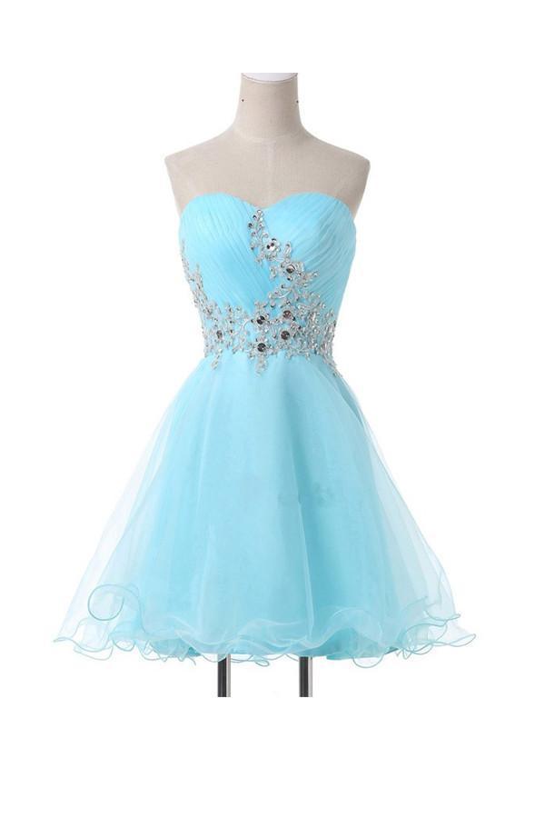 A-Line Sweetheart Appliques Beading Lace-Up Homecoming Dress