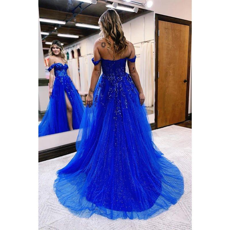 NumberSea - A Line Sweetheart Appliques Senior Purple Prom Dress with Slit