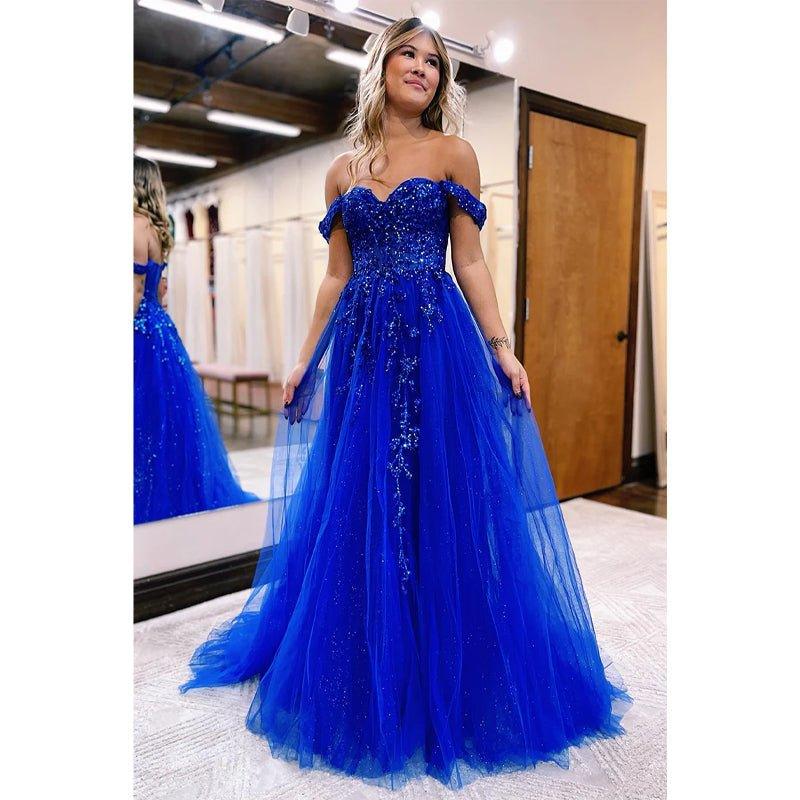 NumberSea - A Line Sweetheart Appliques Senior Purple Prom Dress with Slit