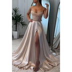 NumberSea - A - line Sweetheart Illusion Empire with Side Slit Party Prom Evening Dress
