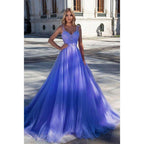NumberSea - A - line Sweetheart Lavender Beaded Appliques Long Prom Dress Pageant Dress