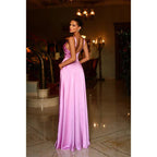 NumberSea - A Line Sweetheart Satin Pleated Long Prom Formal Dress with Pockets