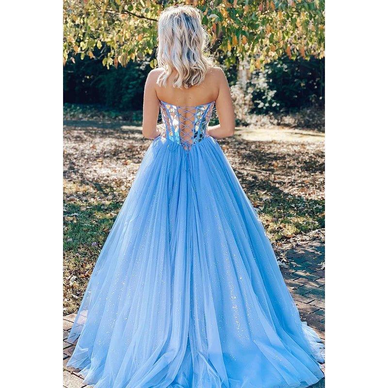 NumberSea - A - Line Sweetheart Tulle Beaded Sleeveless Prom Evening Formal Dress