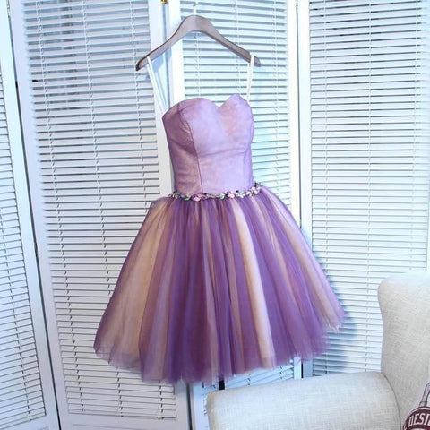 A-line Sweetheart Tulle Pretty Homecoming Dresses Mini Prom Dress