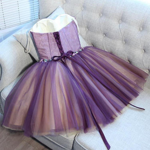 A-line Sweetheart Tulle Pretty Homecoming Dresses Mini Prom Dress