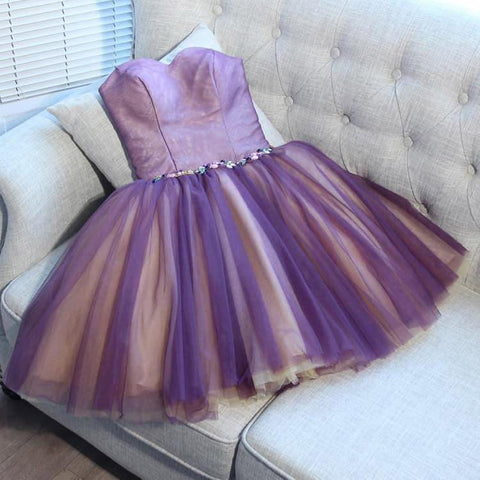 A-line Sweetheart Tulle Pretty Homecoming Dresses Mini Prom Dress