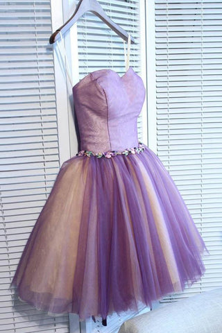 A-line Sweetheart Tulle Pretty Homecoming Dresses Mini Prom Dress